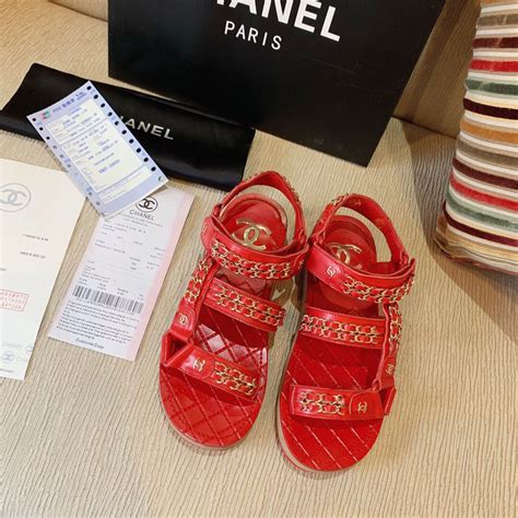 red chanel sandals